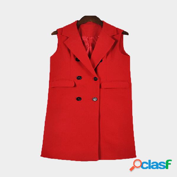 Red Fahsion Lapel Collar Gilet Outerwear With