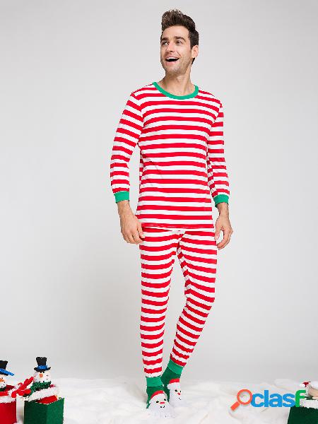 Red Stripe Pattern Men Christmas Pajama Set