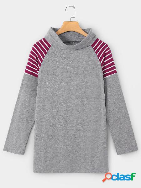 Red&White Stripe Pattern Neck Long Sleeves T-shirts