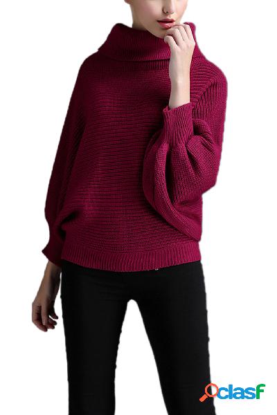 Roll Neck Dolman Sleeve Knitted Sweater