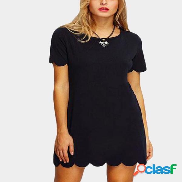 Scalloped Hem Keyhole Mini Dress