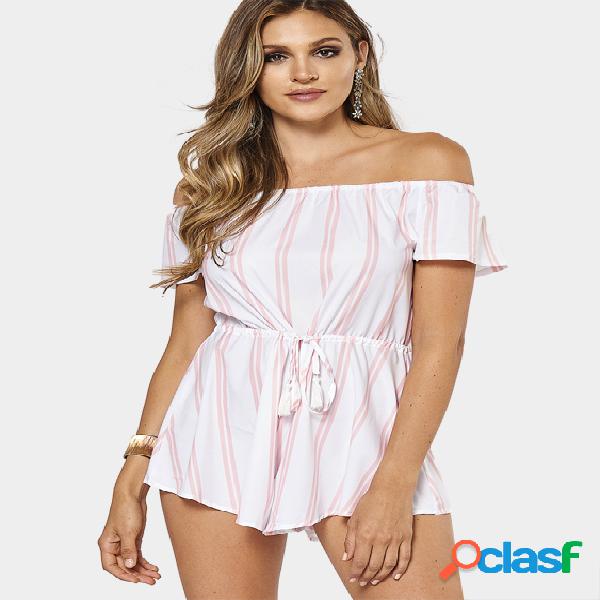 Sherbet Sweet Off-the-shoulder Short Sleeves Playsuit