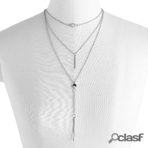 Silver Pendant Layered Necklace Set