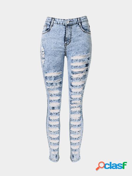 Skinny Jeans In Snow Wash With Extreme Shredded Rips
