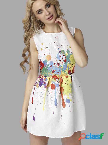 Sleevelss Tutu Mini Dress in Printing