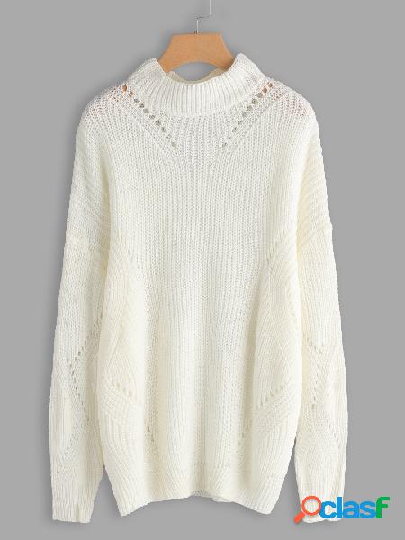 White Hollow Out Long Sleeves Fashion Sweater