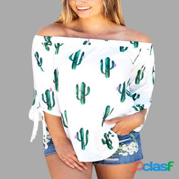 White Random Floral Print Off The Shoulder Blouses