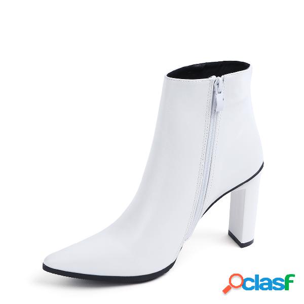 White Zip up Rivest Embellished Boots