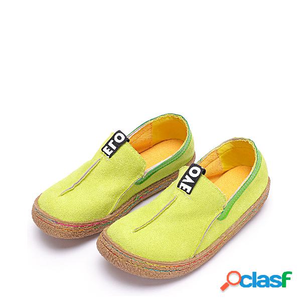 Yellow Casual Suede Round Toe Flats