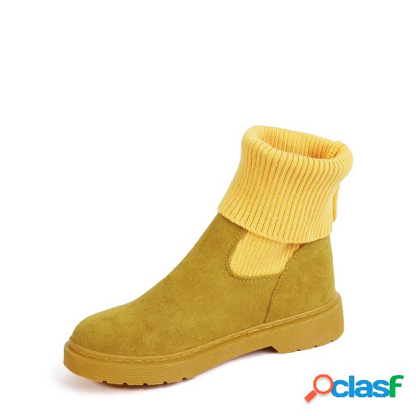 Yellow Knit Sock Short Boots