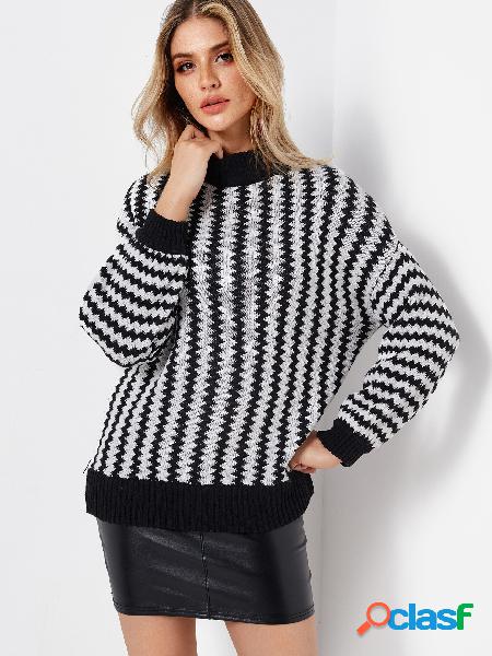 Zebra Half High Neck Long Sleeves Sweater