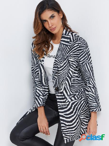 Zebra Stripe Lapel Collar Single Breasted Blazers