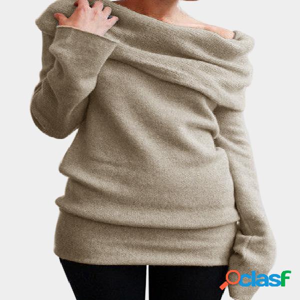 Beige One Shoulder Long Sleeves Knitted Top