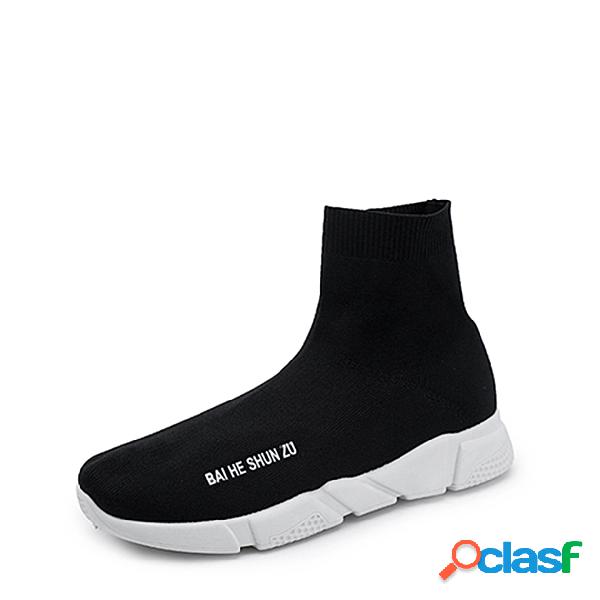 Black Flat Sole Sock Boots