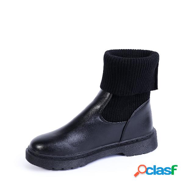 Black Knit Sock Short Boots