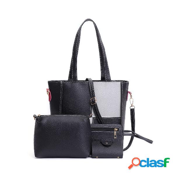 Black Stitching Design Shoulder Bag Set