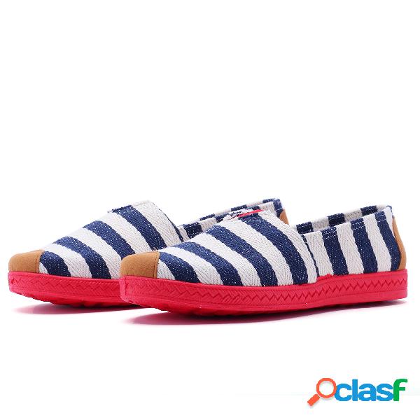 Blue Canvas Stripes Pattern Contract Color Flats