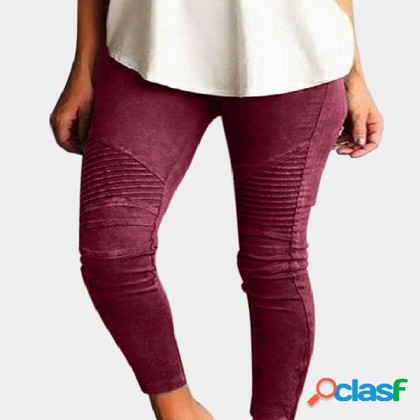 Burgundy Elasticity Bodycon High-waisted Pants