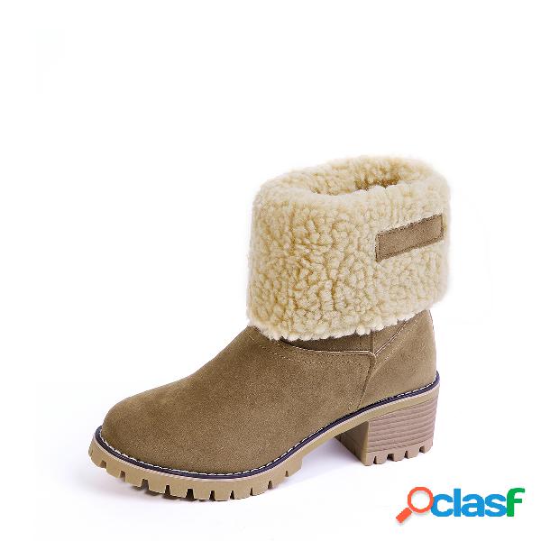 Camel Antiskid Fur Lined Warm Boots