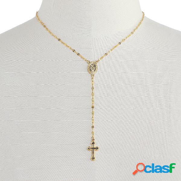 Gold Alloy Crucifix Pendant Necklace