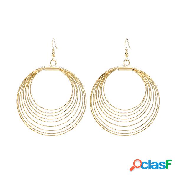 Gold Exaggerated Big Circles Drop Earrings