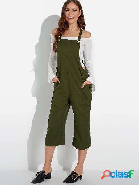 Green Criss-cross Square Neck Wide Leg Jumpsuit