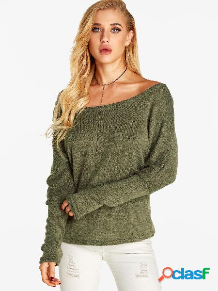 Green Plain Asymmetrical One Shoulder Design Long Sleeves