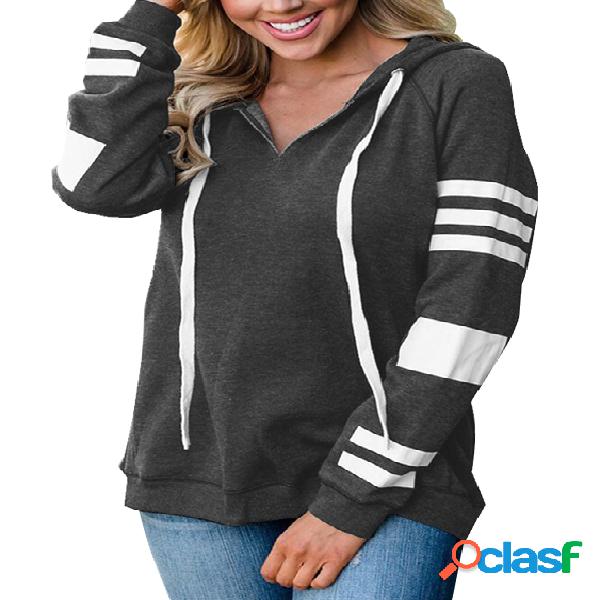 Grey Color Block Stripe Hoodie