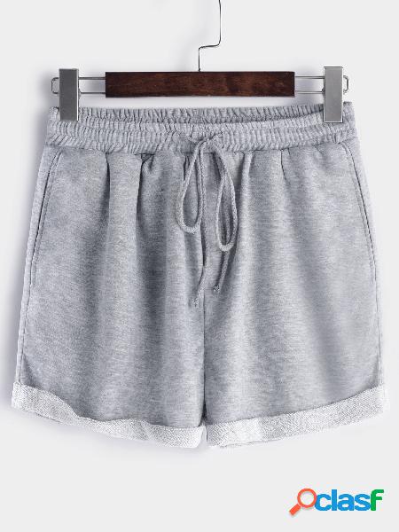 Grey Drawstring Waist Vacation Hot Shorts