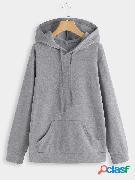 Grey Hooded Design Kangaroo Poackets Hoodie