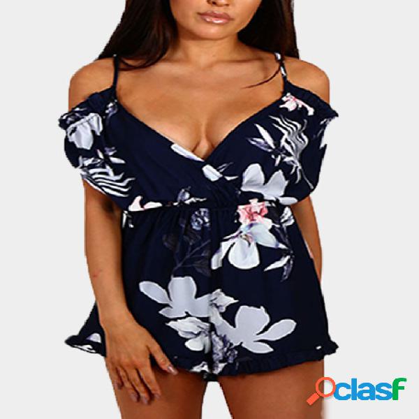 Multi Fashion Bali Sunset Navy Random Floral Cold Shoulder