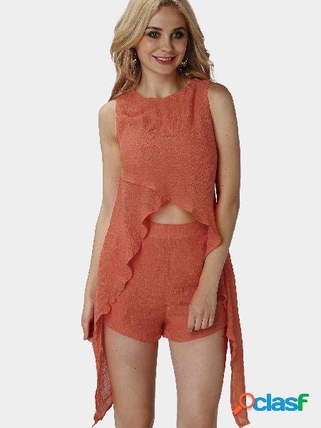 Orange Sleeveless Convertible Two Piece Outfits