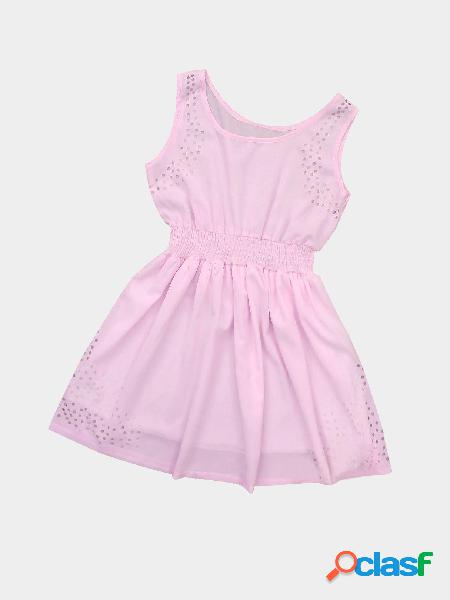 Pink Hollow Details Self Belt Mini Dress