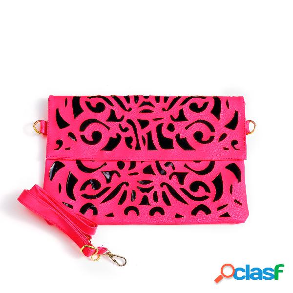 Pink Hollow Out Magnetic Closure Crossbody Bag