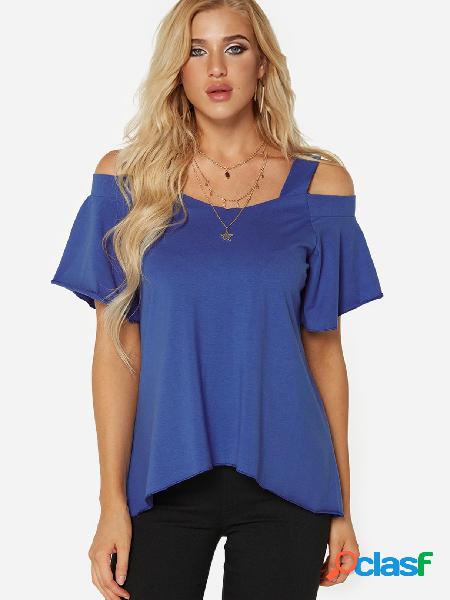 Royal Cold Shoulder Short Sleeves T-shirt