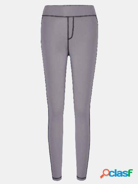 Stitching Design Bodycon fit Elastic Trousers in Grey