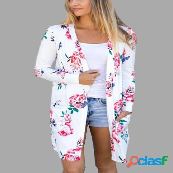 White Random Floral Printed Jacket