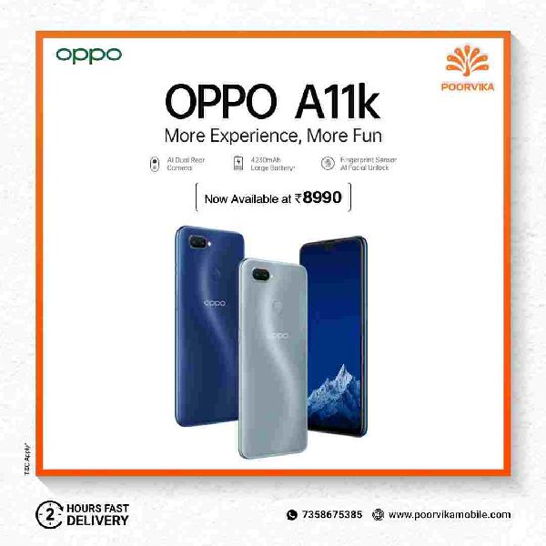 Shop Oppo A11K latest budget smartphone at Poorvika Mobiles