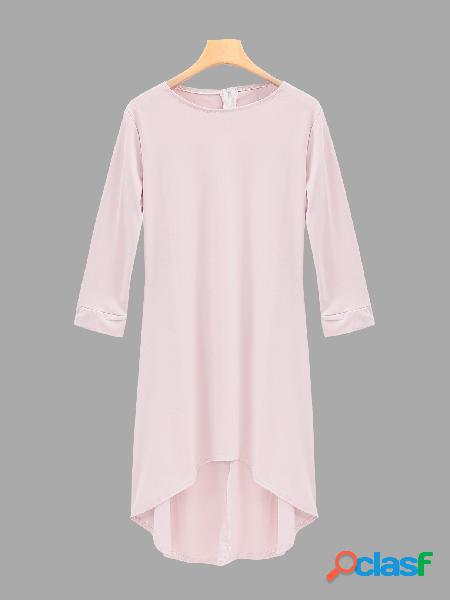 Bisque Irregular Hem Bateau Midi Dress