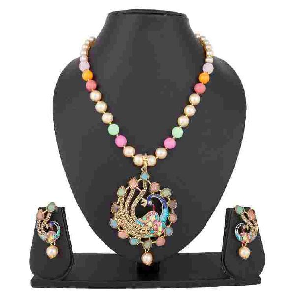 Buy Pankh Gorgeous Multi color Peacock Design Necklace Set
