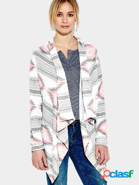 Irregular Print Pink Cardigan