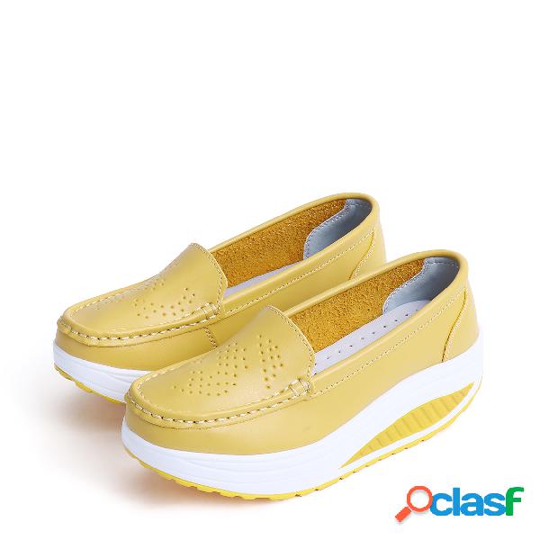 Yellow Breathable Platform Flats