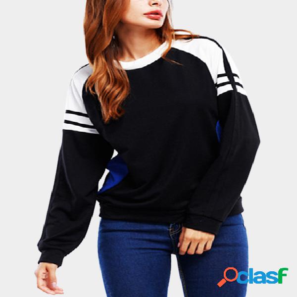 Stripe Pattern Round Neck Long Sleeves Sweatshirt
