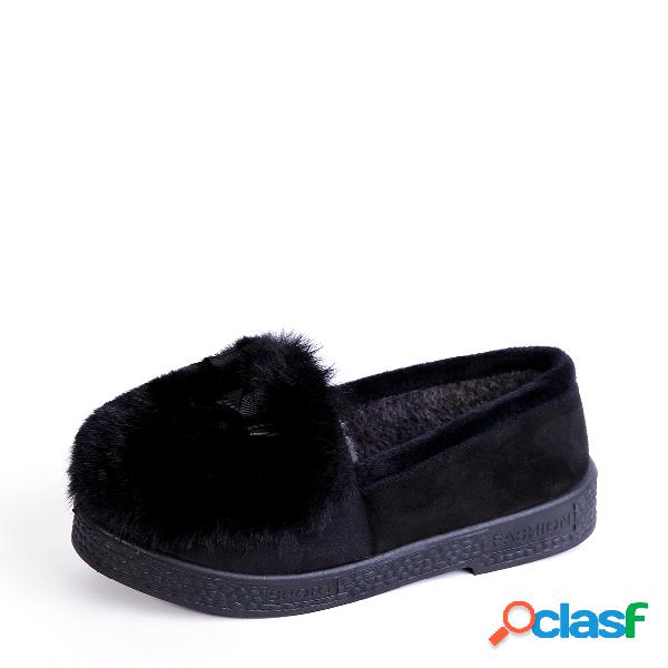 Black Fur Lined Slip-on Casual Shoes