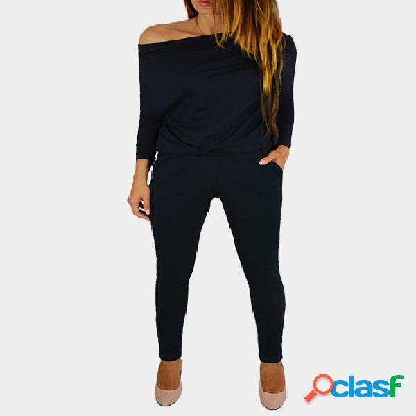 Black Round Neck Elastic Waist Jumpsuits