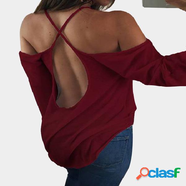 Burgundy Cold Shoulder Crossed Back Design Scoop Neck