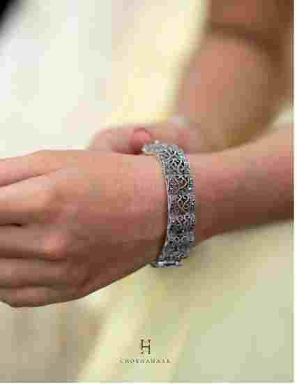 Shop designer silver Hand Kada for girls online at low price
