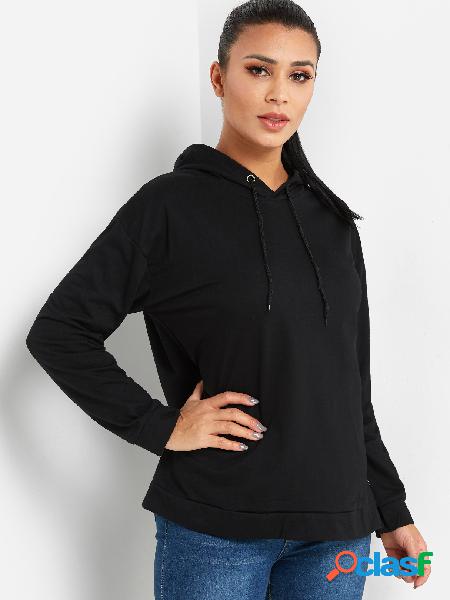 Black Zip Design Long Sleeves Hoodie