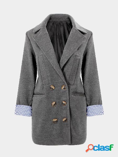 Duffel Coat with Stripe Cuffs