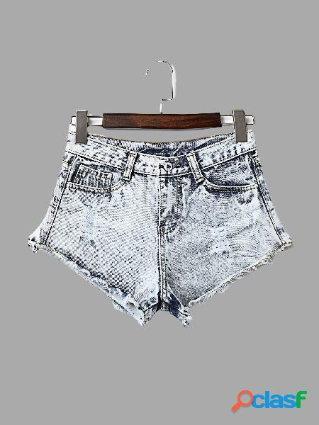 Fashion Ripped Details Denim Skorts